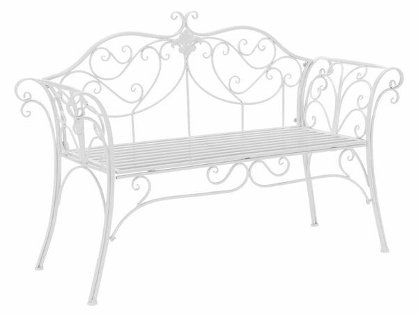 Záhradná kovová biela lavička (k400866)