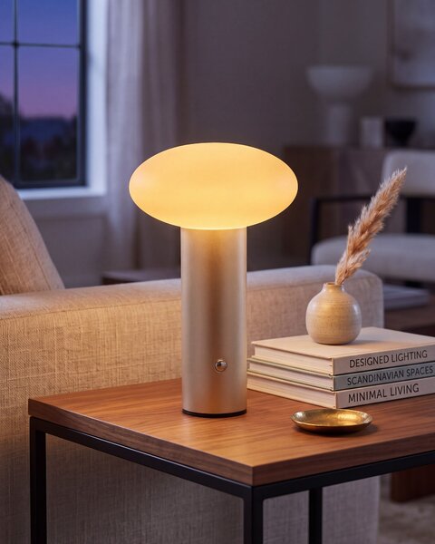 Stolná LED lampa zlatá bezdrôtová železná s tienidlom moderné osvetlenie do interiéru