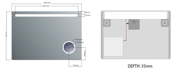 Sapho Sapho, ASTRO LED podsvietené zrkadlo 1000x700mm, kozmetické zrkadielko, MIRL4