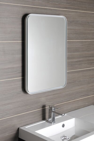 Sapho Sapho, FLOAT LED podsvietené zaoblené zrkadlo v ráme 500x700mm, biela, 22571