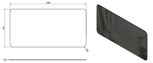 Sapho Sapho, ISHAPE Zrkadlo 1200x600mm, zaoblené rohy, bez uchytenia, AG612