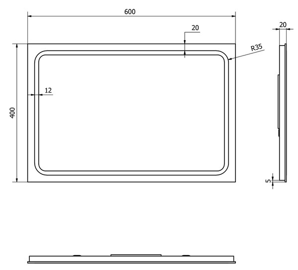 Sapho Sapho, GEMINI LED podsvietené zrkadlo 400x600mm, GM040