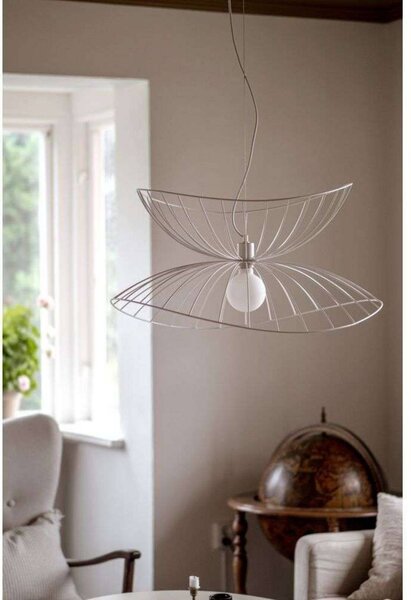 Globen Lighting závesné svietidlo RAY, biele, Ø 70 cm, Biela / opálová, Obývacia izba / jedáleň, kov, Moderný, Závesné svietidlo