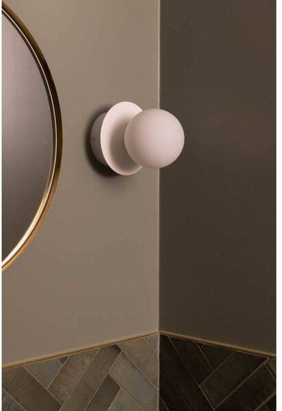 Globen Lighting nástenné svetlo ART DECO, biela/biela, Ø 16 cm, IP44, Biela / opálová, Obývacia izba / jedáleň, kov, Dizajn, Nástenné svietidlo