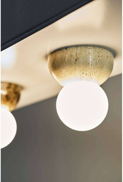 Nástenné svetlo Globen Lighting Torrano, béžová, Ø 13 cm, IP44, Krémová / jantárovo žltá, Obývacia izba / jedáleň, Kameň, Dizajn, Nástenné svietidlo