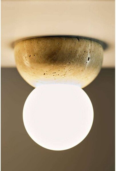 Nástenné svetlo Globen Lighting Torrano, béžová, Ø 13 cm, IP44, Krémová / jantárovo žltá, Obývacia izba / jedáleň, Kameň, Dizajn, Nástenné svietidlo
