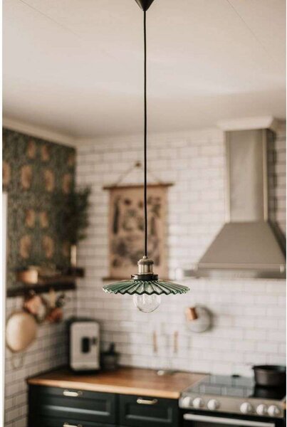 Globen Lighting závesné svietidlo COBBLER, zelené, Ø 25 cm, Zelená, Obývacia izba / jedáleň, Sklo, Vintage, Závesné svietidlo
