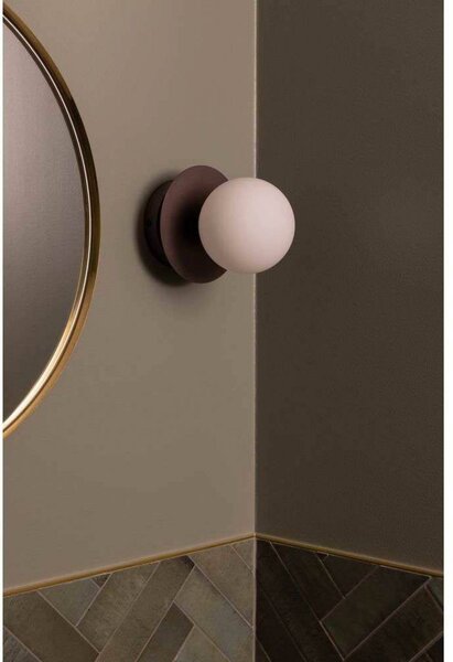 Globen Lighting Nástenné svetlo ART DECO, bronzová/biela Ø 16 cm IP44, Hnedá / staromosadz, Obývacia izba / jedáleň, kov, Dizajn, Nástenné svietidlo