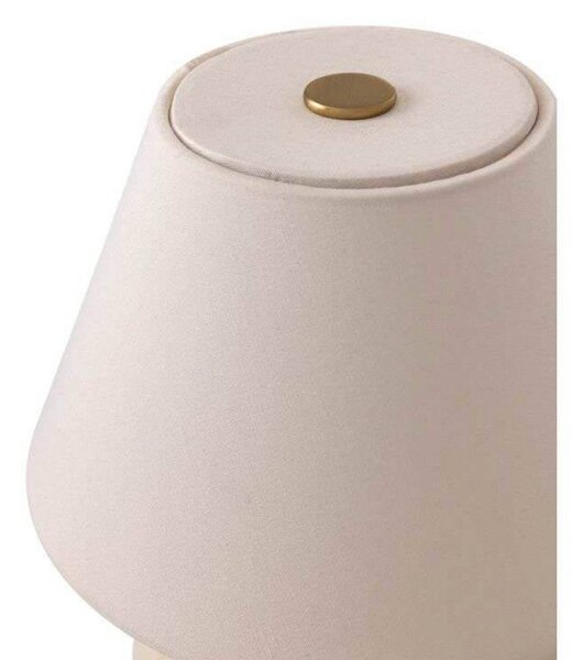 Globen Lighting Akumulátorová stolová lampa IRIS, krémová, výška 23 cm, Krémová / jantárovo žltá, Obývacia izba / jedáleň, Textil / látka / hodváb, Vintage, Stojacie svietidlo