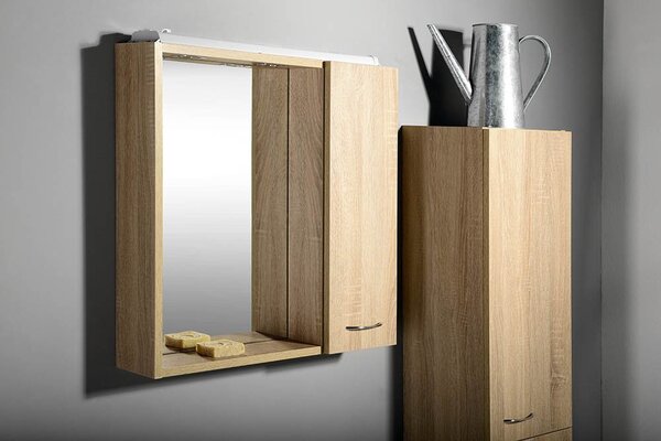 Aqualine Aqualine, ZOJA/KERAMIA FRESH STRIP galérka s LED osvetlením, 60x60x14cm, pravá, biela, 45022S