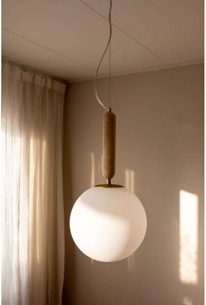 Globen Lighting závesné svietidlo Torrano Ø 30 cm Travertin, Krémová / jantárovo žltá, Obývacia izba / jedáleň, Kameň, Dizajn, Závesné svietidlo