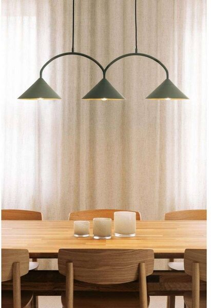 Globen Lighting závesné svietidlo CURVE 3, zelená, 3-pl., 95 cm, Zelená, Obývacia izba / jedáleň, kov, Vintage, Závesné svietidlo