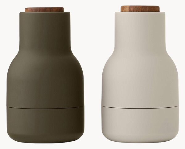 Malé mlynčeky na soľ a korenie's vrchnákmi z orechového dreva Bottle Grinder, 2 ks