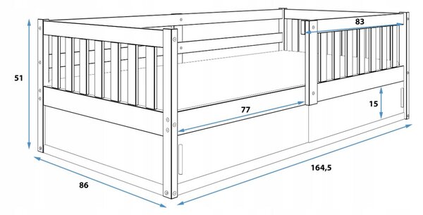 MAXMAX Detská posteľ s úložným priestorom SMART 160x80 cm - biela