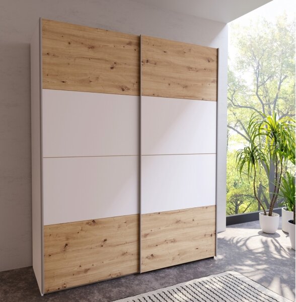 Šatníková skriňa KARO 170x210 cm biela/dub artisan