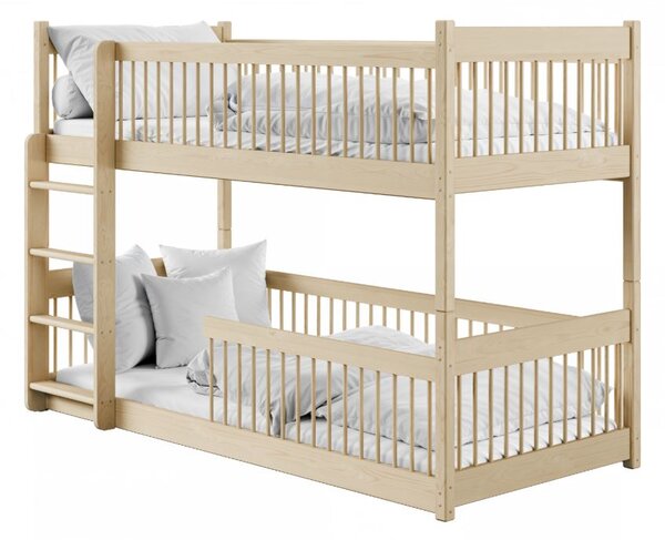 MAXMAX Detská poschodová posteľ s Montessori lôžkom z masívu borovice BOLEK - 200x90 cm - PRÍRODNÁ
