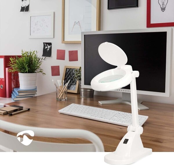 Nedis MAGLE1WT - LED stolná lampa s lupou LED/6W/230V biela