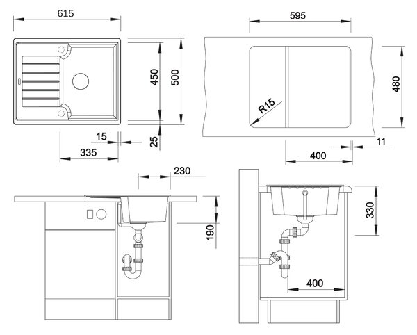 Blanco Zia 40 S, silgranitový drez 615x500x190 mm, 1-komorový, biela, BLA-516922