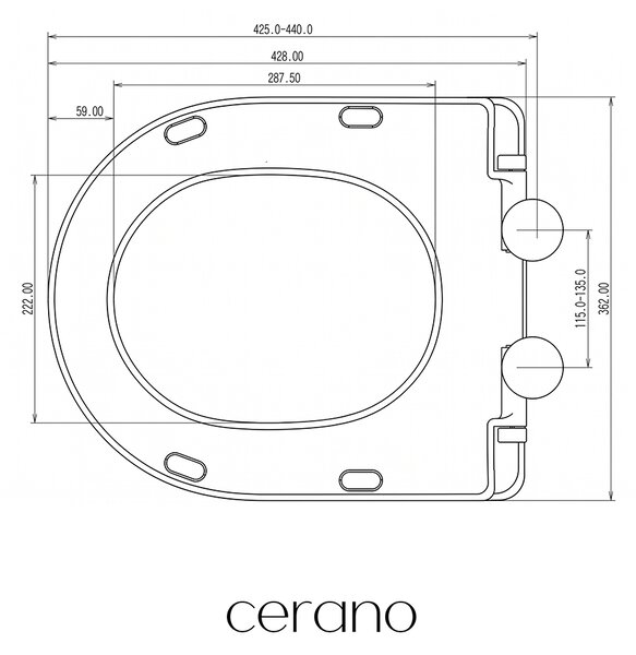 CERANO - WC sedátko Toluco - Slim - Soft Close - plast - biela lesklá - 36,2x3,4x42,8 cm