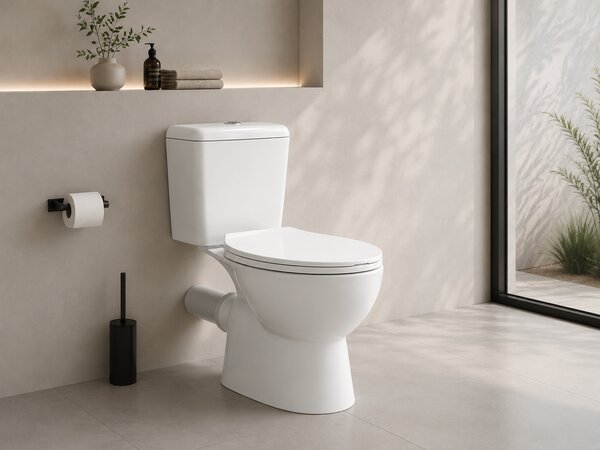 CERANO - WC kombi Dure, Rimless + PP sedátko - biela lesklá - 73,5x38 cm