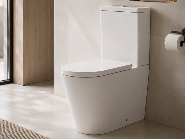 CERANO - WC kombi vyvýšené Comforto, Rimless + PP sedátko - biela lesklá - 90,5x39 cm