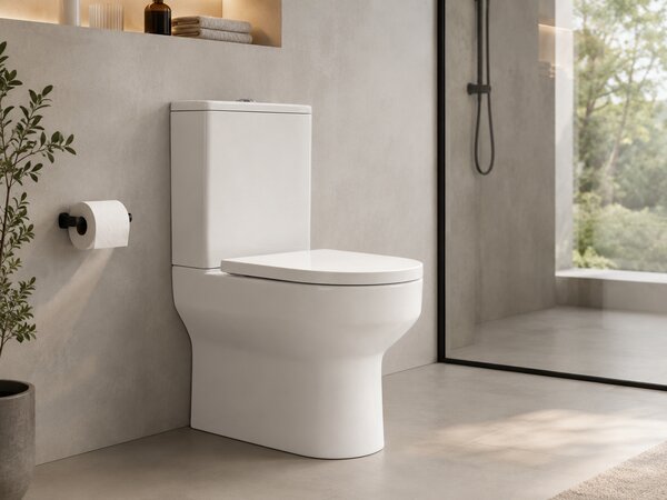 CERANO - WC kombi Vereto, Rimless + PP sedátko - biela lesklá - 81x36 cm