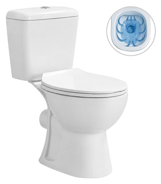 CERANO - WC kombi Dure, Rimless + PP sedátko - biela lesklá - 73,5x38 cm