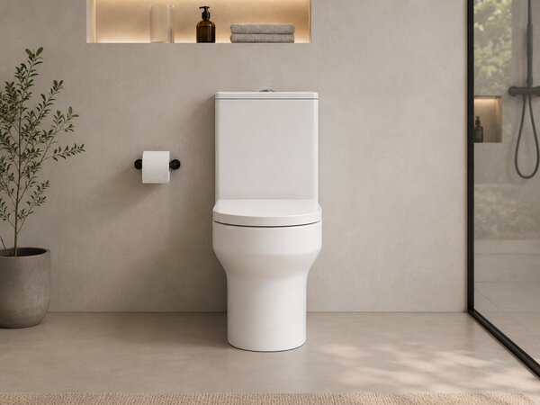 CERANO - WC kombi Vereto, Rimless + PP sedátko - biela lesklá - 81x36 cm