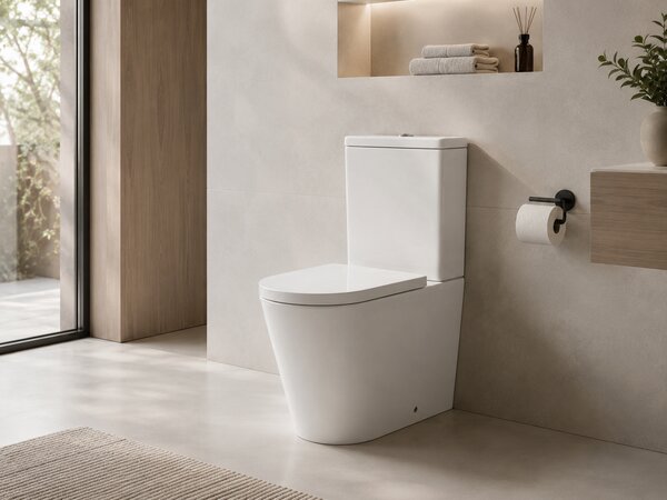 CERANO - WC kombi vyvýšené Comforto, Rimless + PP sedátko - biela lesklá - 90,5x39 cm
