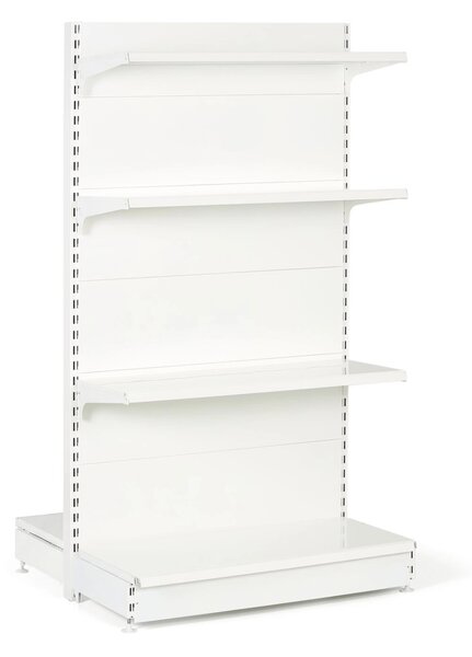 Predajný regál obojstranný, plné steny, 1600 x 1000 x 900 mm, základná, biela