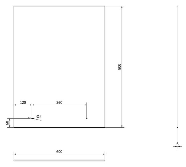 Aqualine Aqualine, Zrkadlo 60x80cm, vrátane závesov a otvorov pre polici, 22430