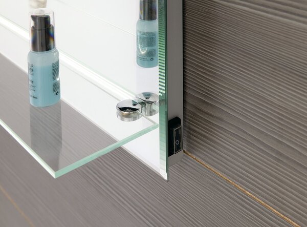 Aqualine Aqualine, LED podsvietené zrkadlo 60x80cm, sklenená polica, gombíkový vypínač, ATH53