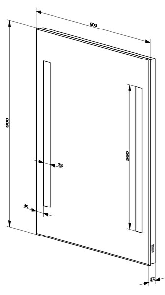 Aqualine Aqualine, LED podsvietené zrkadlo 60x80cm, gombíkový vypínač, ATH6