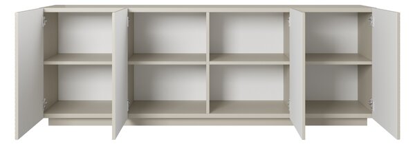 Moderná komoda Asha 200 cm so štyrmi dverami na sokli - kasmír