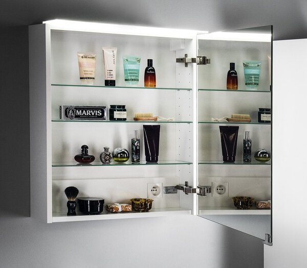 Sapho Sapho, LINEX galérka s LED osvetlením, 80x70x15cm, biela, LX080-0030