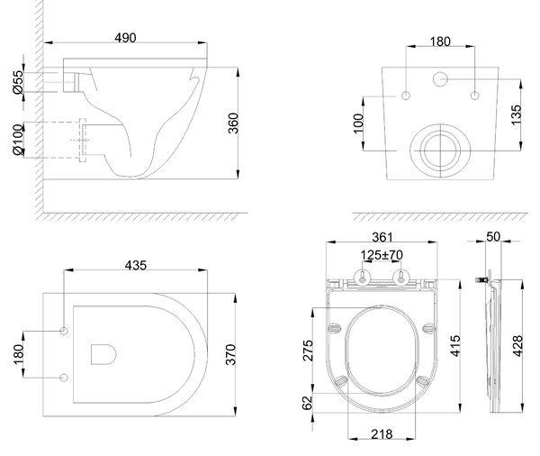 Invena Limnos, závesná WC misa so Swirlflush 490x370x360 mm + toaletné sedadlo s pomalým zatváraním, biela, INV-CE-93-001-L