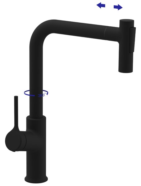 Invena Farsala, vysoká drezová batéria s 2-funkčnou výsuvnou výlevkou h-369, čierna matná, INV-BZ-40-L04-S
