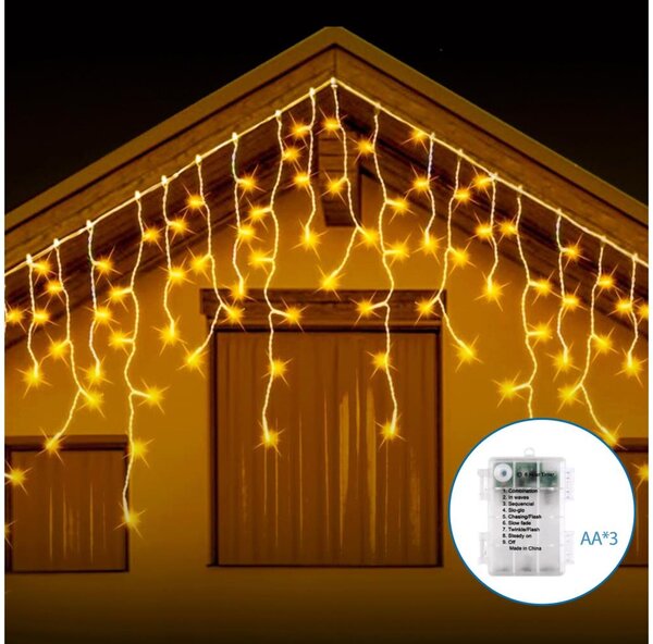 Aigostar - LED Vonkajšia vianočná reťaz 200xLED/8 funkcií 13x0,6m IP44 teplá biela