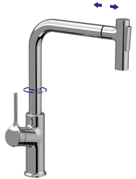 Invena Farsala, vysoká drezová batéria s 2-funkčnou výsuvnou výlevkou h-369, chrómová, INV-BZ-40-L01-S