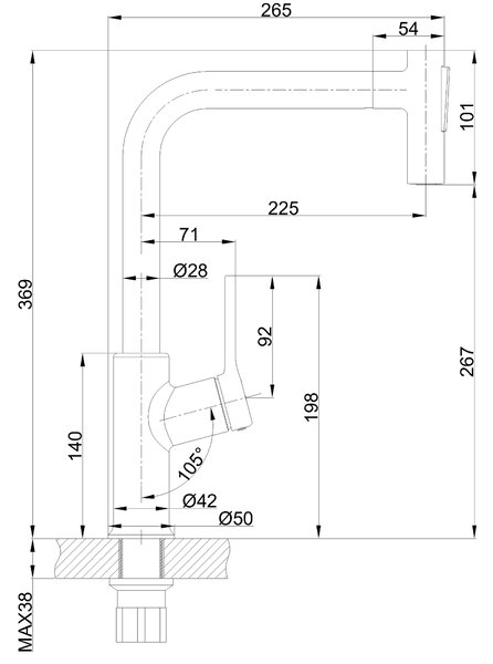 Invena Farsala, vysoká drezová batéria s 2-funkčnou výsuvnou výlevkou h-369, chrómová, INV-BZ-40-L01-S