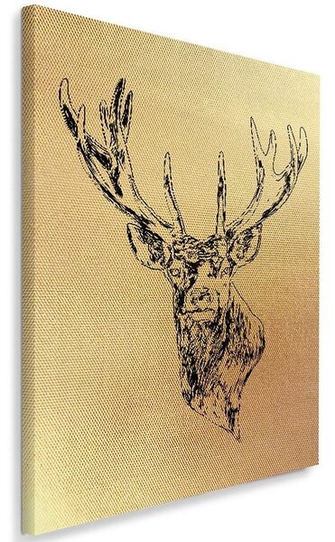 Gario Obraz na plátne Zlatá kreslená hlava jeleňa Veľkosť: 40 x 60 cm, Prevedenie: Obraz na plátne