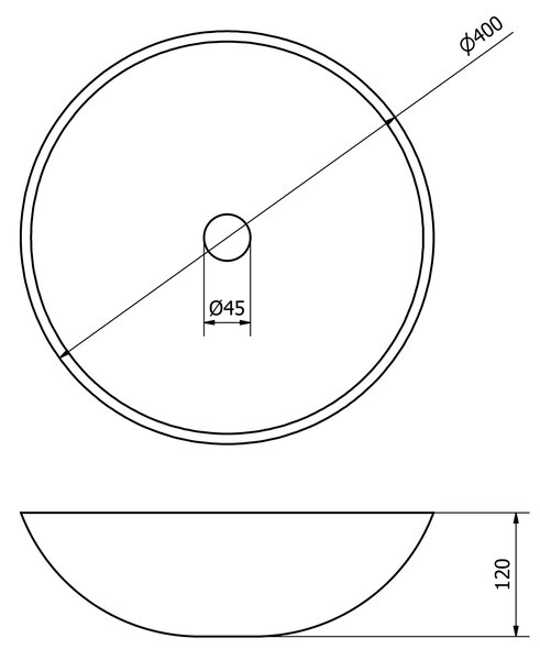 Sapho Sapho, BLOK kamenné umývadlo priemer 40cm, biely mramor, leštený, 2401-34