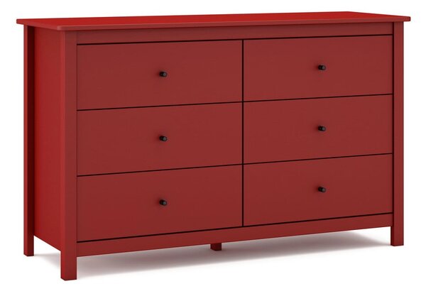 Červená nízka komoda z borovicového dreva 130x80 cm Misti – Marckeric