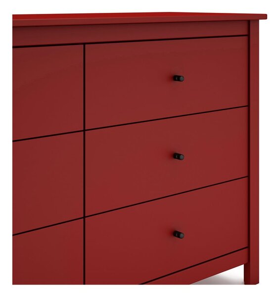 Červená nízka komoda z borovicového dreva 130x80 cm Misti – Marckeric