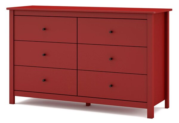 Červená nízka komoda z borovicového dreva 130x80 cm Misti – Marckeric