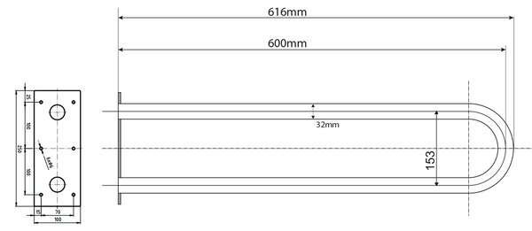 Sapho Sapho, HANDICAP oporné madlo tvar U 600mm, nerez lesk, XH538
