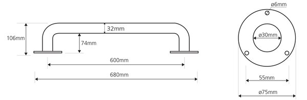 Sapho Sapho, HANDICAP madlo 600mm, biela, XH512W