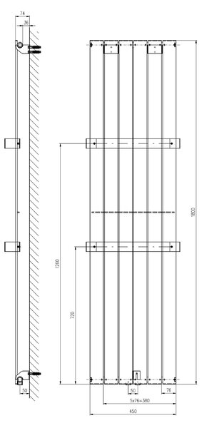 Sapho Sapho, COLONNA vykurovacie teleso 450x1800 mm, bridlica s texturou, IR147
