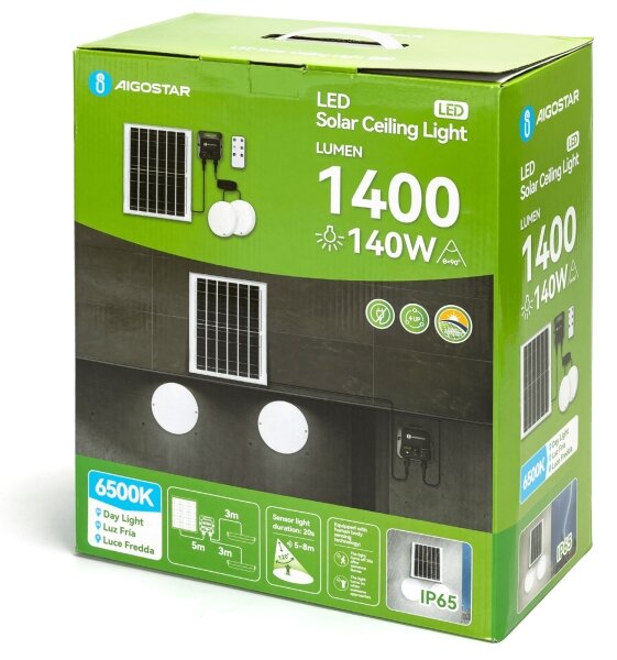 Aigostar - Sada 2x LED solárne stropné svietidlo LED/3,7V 12000 mAh IP65 + diaľkové ovládanie