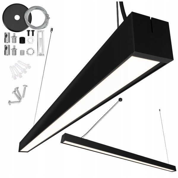 LED luster na lane LED/44W/230V 6000K 120 cm čierna
